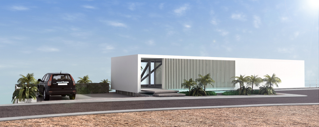 Casa Lomas C7 fachada posterior 3D